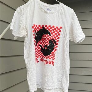 Gildan White Tee with Red and Black Graphic